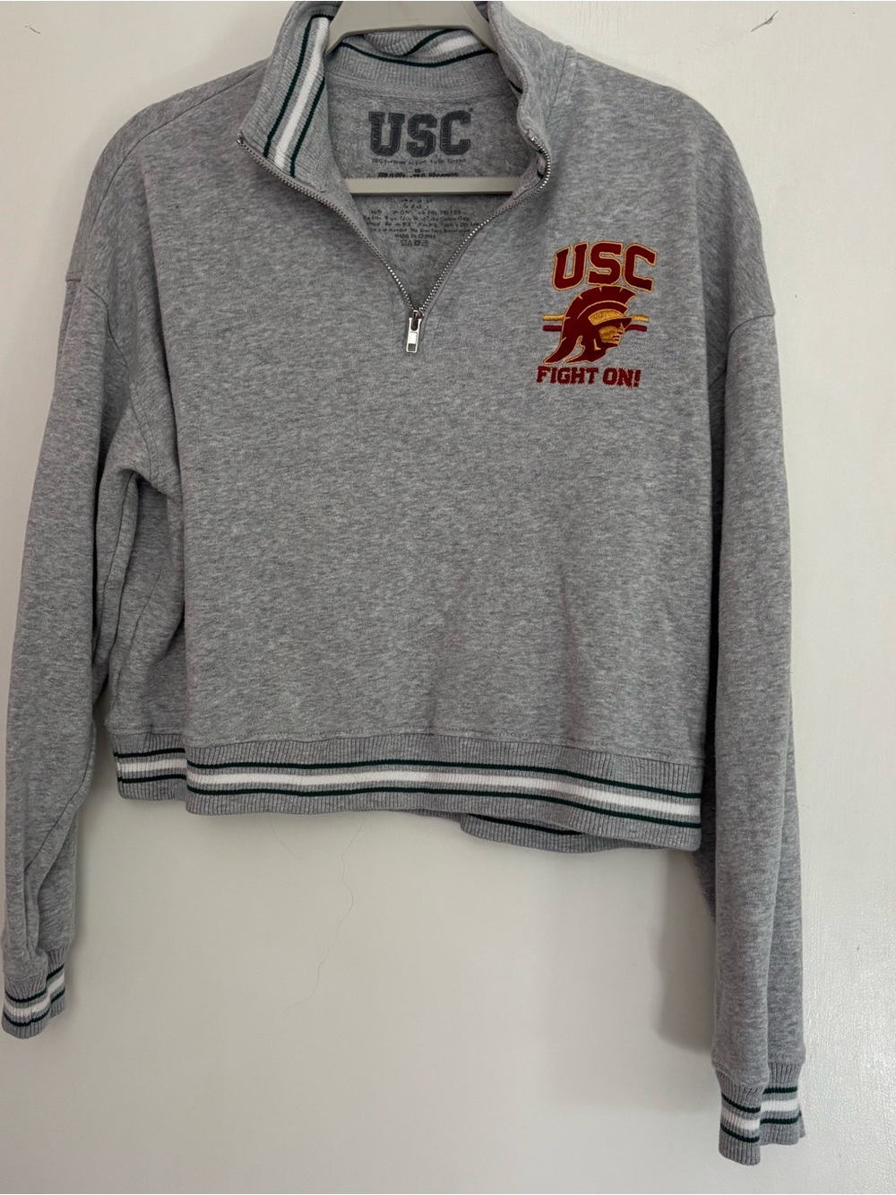 USC Gray Quarter-Zip Crew Sweater - Fight On!